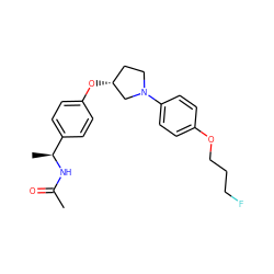 CC(=O)N[C@@H](C)c1ccc(O[C@@H]2CCN(c3ccc(OCCCF)cc3)C2)cc1 ZINC001772646360