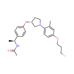 CC(=O)N[C@@H](C)c1ccc(O[C@@H]2CCN(c3ccc(OCCCF)cc3C)C2)cc1 ZINC001772656147