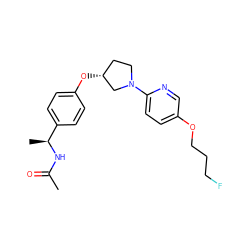 CC(=O)N[C@@H](C)c1ccc(O[C@@H]2CCN(c3ccc(OCCCF)cn3)C2)cc1 ZINC000169709935