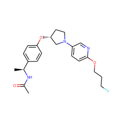 CC(=O)N[C@@H](C)c1ccc(O[C@@H]2CCN(c3ccc(OCCCF)nc3)C2)cc1 ZINC000169709316