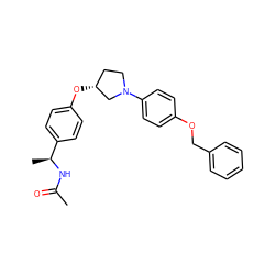 CC(=O)N[C@@H](C)c1ccc(O[C@@H]2CCN(c3ccc(OCc4ccccc4)cc3)C2)cc1 ZINC001772605308