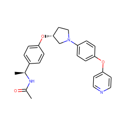 CC(=O)N[C@@H](C)c1ccc(O[C@@H]2CCN(c3ccc(Oc4ccncc4)cc3)C2)cc1 ZINC001772620460