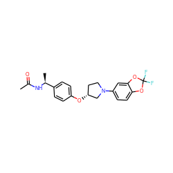 CC(=O)N[C@@H](C)c1ccc(O[C@@H]2CCN(c3ccc4c(c3)OC(F)(F)O4)C2)cc1 ZINC001772596642