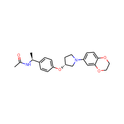 CC(=O)N[C@@H](C)c1ccc(O[C@@H]2CCN(c3ccc4c(c3)OCCO4)C2)cc1 ZINC001772640300