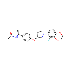 CC(=O)N[C@@H](C)c1ccc(O[C@@H]2CCN(c3ccc4c(c3F)OCCO4)C2)cc1 ZINC001772642250