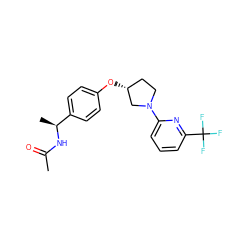 CC(=O)N[C@@H](C)c1ccc(O[C@@H]2CCN(c3cccc(C(F)(F)F)n3)C2)cc1 ZINC000169709750