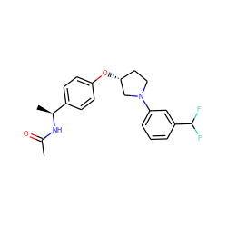 CC(=O)N[C@@H](C)c1ccc(O[C@@H]2CCN(c3cccc(C(F)F)c3)C2)cc1 ZINC001772635448