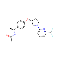 CC(=O)N[C@@H](C)c1ccc(O[C@@H]2CCN(c3cccc(C(F)F)n3)C2)cc1 ZINC000169709270