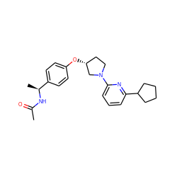 CC(=O)N[C@@H](C)c1ccc(O[C@@H]2CCN(c3cccc(C4CCCC4)n3)C2)cc1 ZINC000169709309