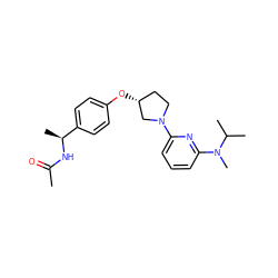 CC(=O)N[C@@H](C)c1ccc(O[C@@H]2CCN(c3cccc(N(C)C(C)C)n3)C2)cc1 ZINC000169709904