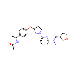 CC(=O)N[C@@H](C)c1ccc(O[C@@H]2CCN(c3cccc(N(C)C[C@@H]4CCOC4)n3)C2)cc1 ZINC000169709898