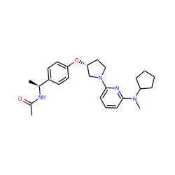 CC(=O)N[C@@H](C)c1ccc(O[C@@H]2CCN(c3cccc(N(C)C4CCCC4)n3)C2)cc1 ZINC000169709902