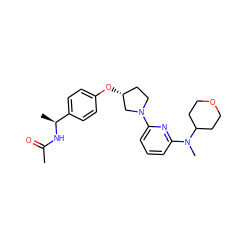 CC(=O)N[C@@H](C)c1ccc(O[C@@H]2CCN(c3cccc(N(C)C4CCOCC4)n3)C2)cc1 ZINC000169709913