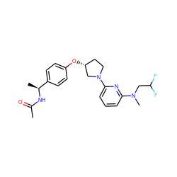 CC(=O)N[C@@H](C)c1ccc(O[C@@H]2CCN(c3cccc(N(C)CC(F)F)n3)C2)cc1 ZINC000169709369