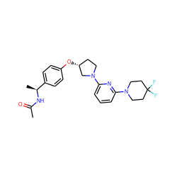 CC(=O)N[C@@H](C)c1ccc(O[C@@H]2CCN(c3cccc(N4CCC(F)(F)CC4)n3)C2)cc1 ZINC000169709907