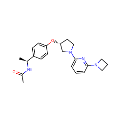 CC(=O)N[C@@H](C)c1ccc(O[C@@H]2CCN(c3cccc(N4CCC4)n3)C2)cc1 ZINC000169709880