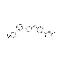 CC(=O)N[C@@H](C)c1ccc(O[C@@H]2CCN(c3cccc(N4CCC5(CC5)C4)n3)C2)cc1 ZINC000169709905