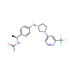 CC(=O)N[C@@H](C)c1ccc(O[C@@H]2CCN(c3ccnc(C(F)(F)F)c3)C2)cc1 ZINC000169709753