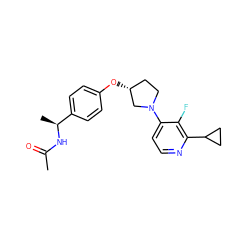 CC(=O)N[C@@H](C)c1ccc(O[C@@H]2CCN(c3ccnc(C4CC4)c3F)C2)cc1 ZINC000169709943