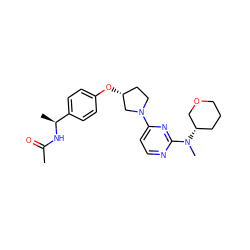 CC(=O)N[C@@H](C)c1ccc(O[C@@H]2CCN(c3ccnc(N(C)[C@H]4CCCOC4)n3)C2)cc1 ZINC000261100020