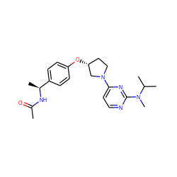 CC(=O)N[C@@H](C)c1ccc(O[C@@H]2CCN(c3ccnc(N(C)C(C)C)n3)C2)cc1 ZINC000261144466