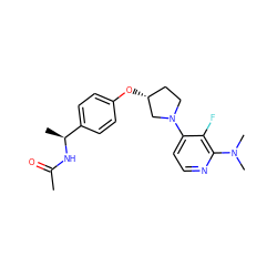 CC(=O)N[C@@H](C)c1ccc(O[C@@H]2CCN(c3ccnc(N(C)C)c3F)C2)cc1 ZINC000169709889