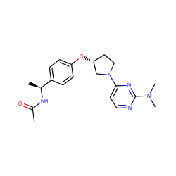 CC(=O)N[C@@H](C)c1ccc(O[C@@H]2CCN(c3ccnc(N(C)C)n3)C2)cc1 ZINC000261163968