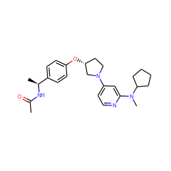 CC(=O)N[C@@H](C)c1ccc(O[C@@H]2CCN(c3ccnc(N(C)C4CCCC4)c3)C2)cc1 ZINC000169709878