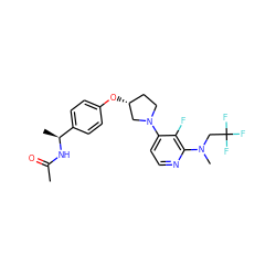 CC(=O)N[C@@H](C)c1ccc(O[C@@H]2CCN(c3ccnc(N(C)CC(F)(F)F)c3F)C2)cc1 ZINC000169709349