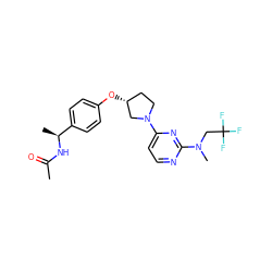 CC(=O)N[C@@H](C)c1ccc(O[C@@H]2CCN(c3ccnc(N(C)CC(F)(F)F)n3)C2)cc1 ZINC000261135925