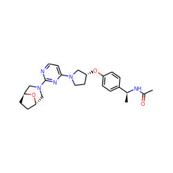 CC(=O)N[C@@H](C)c1ccc(O[C@@H]2CCN(c3ccnc(N4C[C@@H]5CC[C@@H](C4)O5)n3)C2)cc1 ZINC000261077773