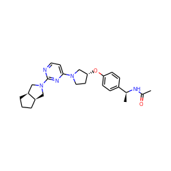 CC(=O)N[C@@H](C)c1ccc(O[C@@H]2CCN(c3ccnc(N4C[C@H]5CCC[C@H]5C4)n3)C2)cc1 ZINC000261178314