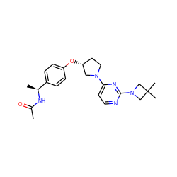 CC(=O)N[C@@H](C)c1ccc(O[C@@H]2CCN(c3ccnc(N4CC(C)(C)C4)n3)C2)cc1 ZINC000261189962