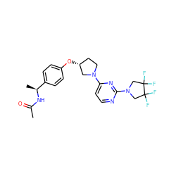 CC(=O)N[C@@H](C)c1ccc(O[C@@H]2CCN(c3ccnc(N4CC(F)(F)C(F)(F)C4)n3)C2)cc1 ZINC000261150518