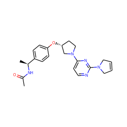 CC(=O)N[C@@H](C)c1ccc(O[C@@H]2CCN(c3ccnc(N4CC=CC4)n3)C2)cc1 ZINC000261110806