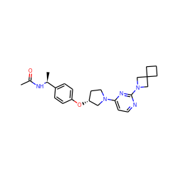 CC(=O)N[C@@H](C)c1ccc(O[C@@H]2CCN(c3ccnc(N4CC5(CCC5)C4)n3)C2)cc1 ZINC000261184538