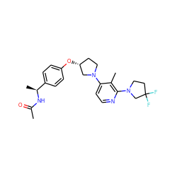 CC(=O)N[C@@H](C)c1ccc(O[C@@H]2CCN(c3ccnc(N4CCC(F)(F)C4)c3C)C2)cc1 ZINC000169709360