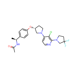 CC(=O)N[C@@H](C)c1ccc(O[C@@H]2CCN(c3ccnc(N4CCC(F)(F)C4)c3Cl)C2)cc1 ZINC000169709368