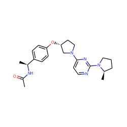 CC(=O)N[C@@H](C)c1ccc(O[C@@H]2CCN(c3ccnc(N4CCC[C@H]4C)n3)C2)cc1 ZINC000261141045