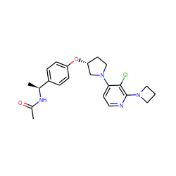 CC(=O)N[C@@H](C)c1ccc(O[C@@H]2CCN(c3ccnc(N4CCC4)c3Cl)C2)cc1 ZINC000169709367