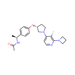 CC(=O)N[C@@H](C)c1ccc(O[C@@H]2CCN(c3ccnc(N4CCC4)c3F)C2)cc1 ZINC000169709336