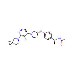 CC(=O)N[C@@H](C)c1ccc(O[C@@H]2CCN(c3ccnc(N4CCC5(CC5)C4)c3F)C2)cc1 ZINC000169709339