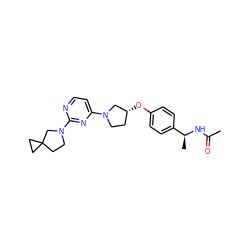 CC(=O)N[C@@H](C)c1ccc(O[C@@H]2CCN(c3ccnc(N4CCC5(CC5)C4)n3)C2)cc1 ZINC000261093749