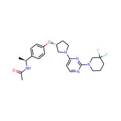 CC(=O)N[C@@H](C)c1ccc(O[C@@H]2CCN(c3ccnc(N4CCCC(F)(F)C4)n3)C2)cc1 ZINC000261139953