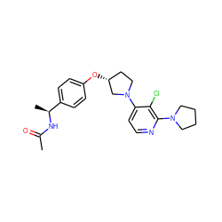 CC(=O)N[C@@H](C)c1ccc(O[C@@H]2CCN(c3ccnc(N4CCCC4)c3Cl)C2)cc1 ZINC000169709383