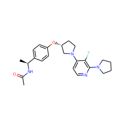 CC(=O)N[C@@H](C)c1ccc(O[C@@H]2CCN(c3ccnc(N4CCCC4)c3F)C2)cc1 ZINC000169709887