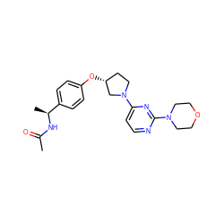 CC(=O)N[C@@H](C)c1ccc(O[C@@H]2CCN(c3ccnc(N4CCOCC4)n3)C2)cc1 ZINC000261073960