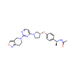 CC(=O)N[C@@H](C)c1ccc(O[C@@H]2CCN(c3ccnc(N4CCc5nocc5C4)n3)C2)cc1 ZINC000261129632