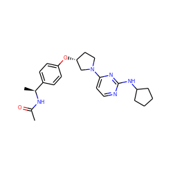 CC(=O)N[C@@H](C)c1ccc(O[C@@H]2CCN(c3ccnc(NC4CCCC4)n3)C2)cc1 ZINC000261162420