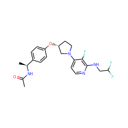 CC(=O)N[C@@H](C)c1ccc(O[C@@H]2CCN(c3ccnc(NCC(F)F)c3F)C2)cc1 ZINC000169709353